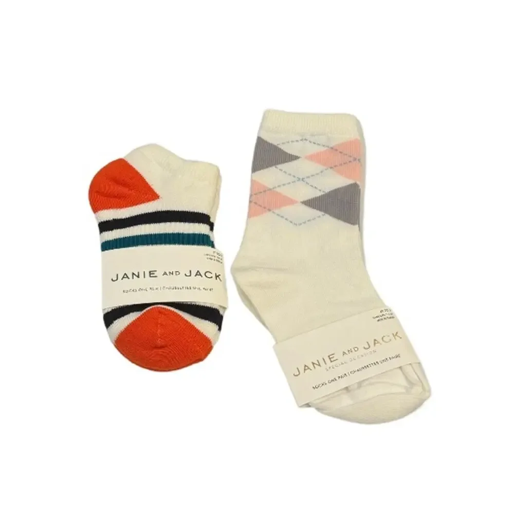 Janie and Jack Boy’s Assorted Socks - Set of 2 Size 2-3T